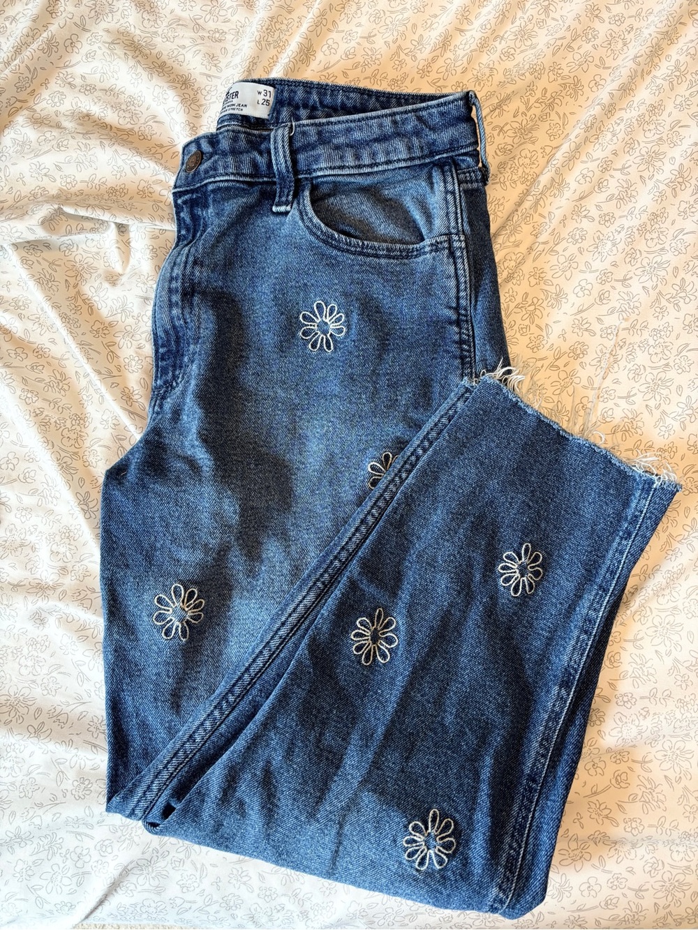 Hollister Embroidered Daisy High-Rise Blue Jeans